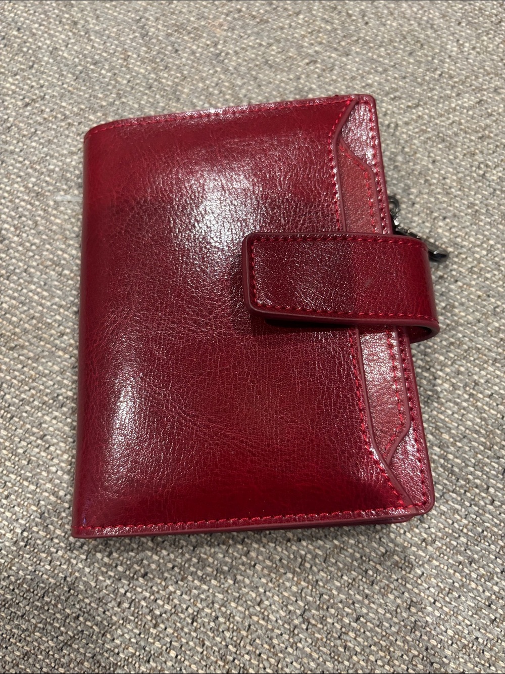 Red Leather Snap Wallet